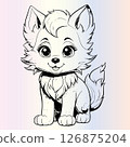 wolf kawaii style cartoon coloring page for kids 126875204