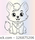 wolf kawaii style cartoon coloring page for kids 126875206