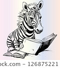 Zebra Reading Coloring Page Drawing For Kids 126875221