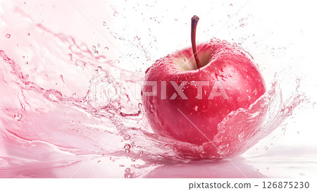 Splashing water and apples 126875230
