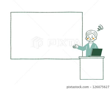 A man with a troubled expression explaining using a screen or whiteboard - 4 colors A man with a troubled expression explaining using a screen or whiteboard - 4 colors 126875627