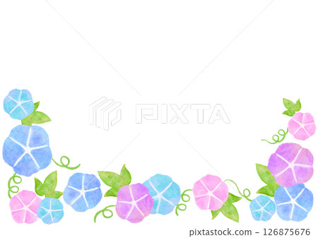 Watercolor morning glory Japanese style summer illustration frame Watercolor morning glory Japanese style summer illustration frame 126875676