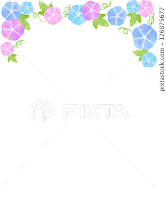 Watercolor morning glory Japanese style summer illustration frame Watercolor morning glory Japanese style summer illustration frame 126875677