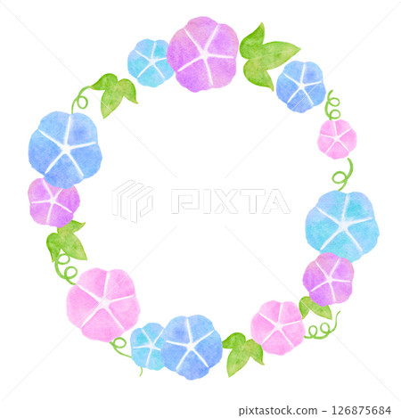 Watercolor morning glory Japanese style summer illustration frame Watercolor morning glory Japanese style summer illustration frame 126875684