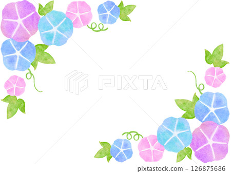 Watercolor morning glory Japanese style summer illustration frame Watercolor morning glory Japanese style summer illustration frame 126875686
