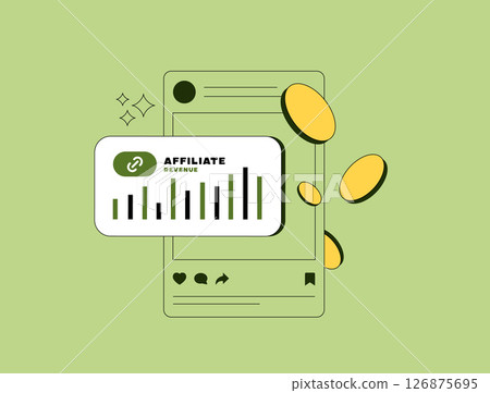 Affiliate marketing on social media, combining influencer collaboration and content tactics for enhanced digital reach. Social media marketing, affiliate advertising approach. Vector illustration Affiliate marketing on social media, combining influencer collaboration and content tactics for enhanced digital reach. Social media marketing, affiliate advertising approach. Vector illustration 126875695