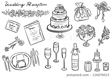 Stylish wedding illustration set (1 color) Stylish wedding illustration set (1 color) 126876015