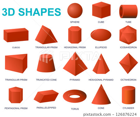 Comprehensive 3D Geometric Shapes Illustration 126876224