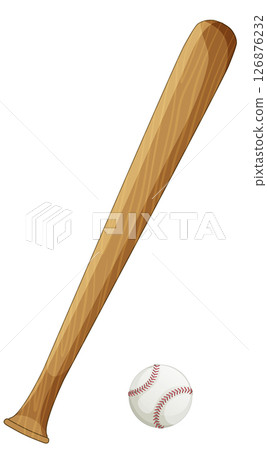 Classic Baseball Bat and Ball Vector Illustration 126876232