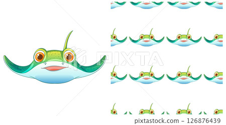 Colorful Cartoon Stingray Pattern Design Colorful Cartoon Stingray Pattern Design 126876439