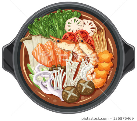 Colorful Asian Hot Pot Vector Illustration Colorful Asian Hot Pot Vector Illustration 126876469
