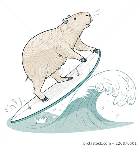 Cute Capybara Play all kinds of sports  Minimal Clipart  White background 126876501