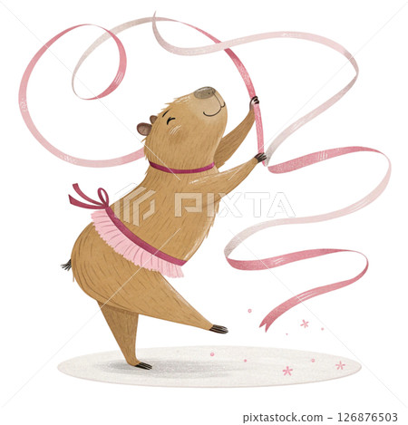 Cute Capybara Play all kinds of sports  Minimal Clipart  White background 126876503