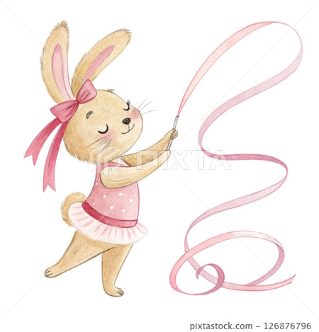 Bunny Play all kinds of sports Minimal Clipart  White Background 126876796