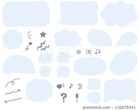 Light blue hand drawn speech bubble icon set 126876841