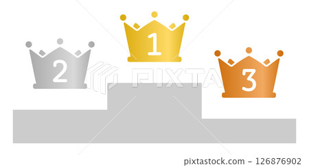 Podium with crowns and numbers Podium with crowns and numbers 126876902