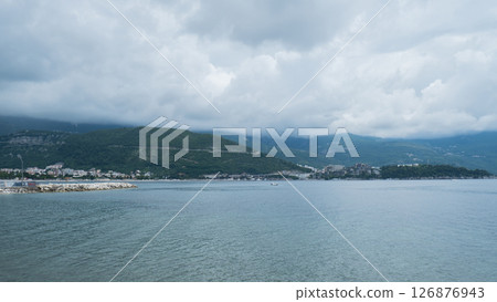 Montenegro Budva Seaview scenery landscape. Adriatic Sea Coast travel destination vacation holiday idea. Concept of getting away tourism experiences. Nature driven scenery 126876943