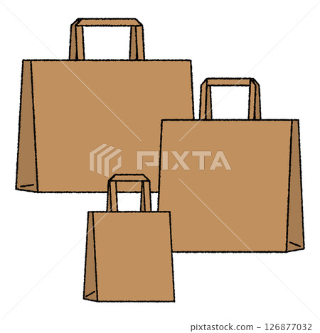 Simple illustration of paper bags in three sizes Simple illustration of paper bags in three sizes 126877032