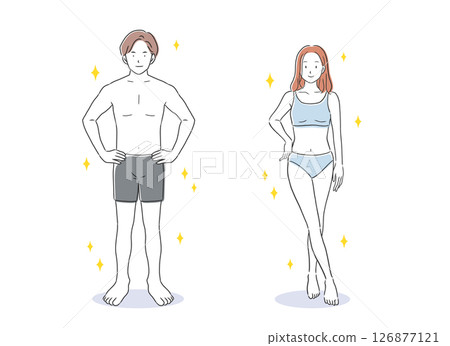 成功節食的男人和女人的全身插圖 126877121