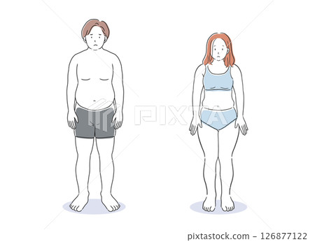Chubby men and women full body illustration material 126877122