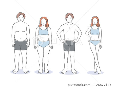 胖瘦男女全身插畫 126877123