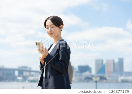 女人，商務，智慧型手機，智慧型手機 126877179