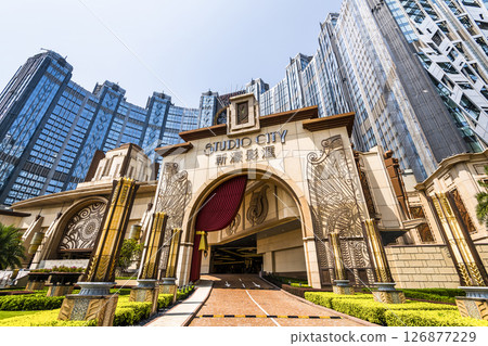 Beautiful view of Studio City is a hotel casino resort on the Cotai Strip in Macau, China, the Hollywood studio-themed leisure resort. 126877229