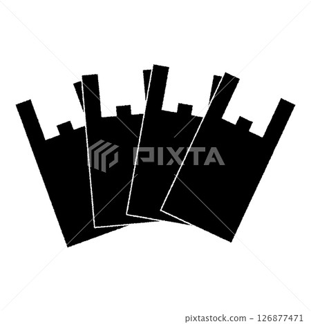 Multiple simple plastic bag silhouette illustrations 126877471