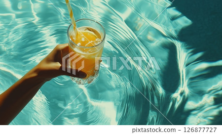 Refreshing Citrus Drink by the Pool 126877727