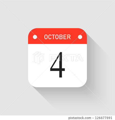 Vector icon page day calendar - 4 October month 126877891