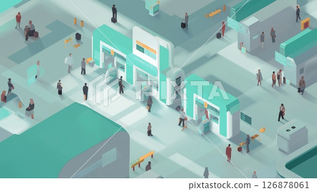 Isometric Airport Terminal Scene 126878061