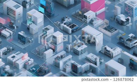 Isometric Smart Factory with Automated Machines Isometric Smart Factory with Automated Machines 126878062