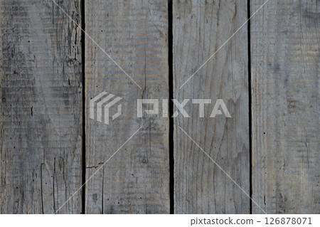 Rustic wooden plank background texture for design or greeting backdrop, top view flat lay composition with natural wood surface Rustic wooden plank background texture for design or greeting backdrop, top view flat lay composition with natural wood surface 126878071