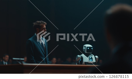 Man and Robot in Courtroom Man and Robot in Courtroom 126878115