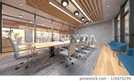 Glass-walled meeting room Glass-walled meeting room 126878299
