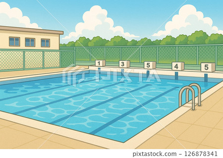 School swimming pool illustration 1 126878341