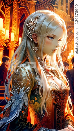 Fantasy-style illustration of a noble white-haired woman 126878640