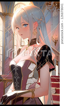 Fantasy-style illustration of a noble white-haired woman 126878641