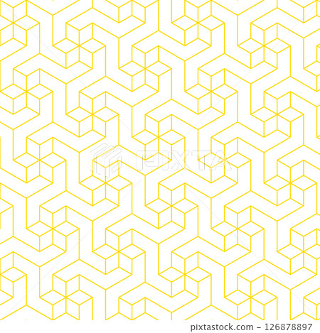 Stacked cubes Seamless background material Swatch compatible Rectangle Texture Line drawing Line art Yellow 126878897