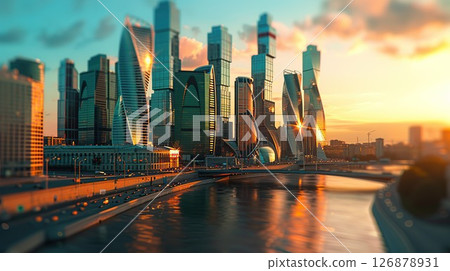 Moscow City. Modern city with houses and skyscrapers. generative ai. Moscow City. Modern city with houses and skyscrapers. generative ai. 126878931