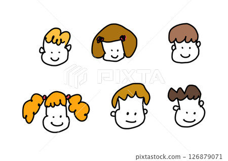 可愛的兒童笑臉圖示集 可愛的兒童笑臉圖示集 126879071
