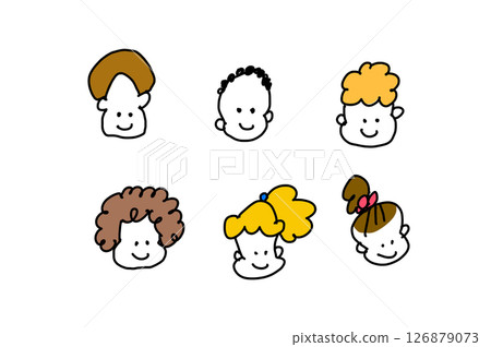 Smiling cute children's faces icon set 126879073