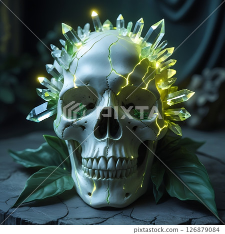 Ethereal Skull with Glowing Crystal Veins 24-3 126879084