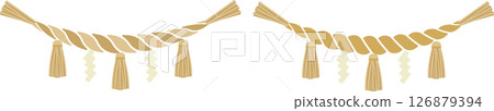 神社注連繩插圖圖示色彩豐富 126879394