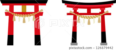Shrine torii gate illustration icon shimenawa 126879442