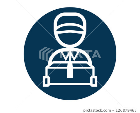 送貨員簡單的圓形單色輪廓插圖圖標 送貨員簡單的圓形單色輪廓插圖圖標 126879465