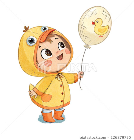 Kawaii Kids in Animal Costumes Party Theme Clipart Watercolor white background Kawaii Kids in Animal Costumes Party Theme Clipart Watercolor white background 126879750