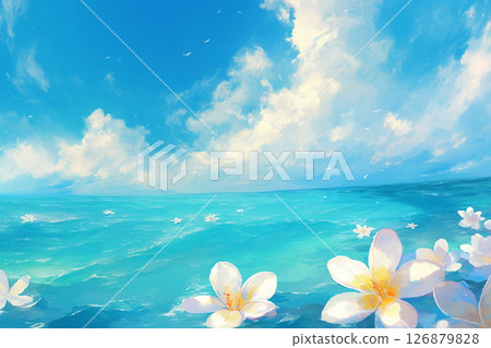 漂浮在海面上的雞蛋花 126879828