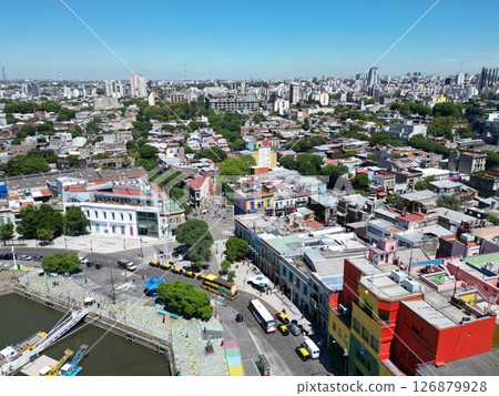 Aerial view of the cityscape of Buenos Aires' most famous Boca district 126879928