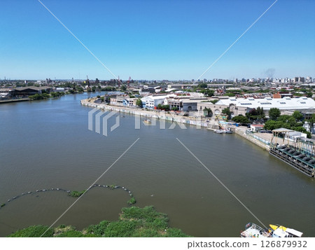 Aerial view of the port of La Boca, the main port of Buenos Aires Aerial view of the port of La Boca, the main port of Buenos Aires 126879932
